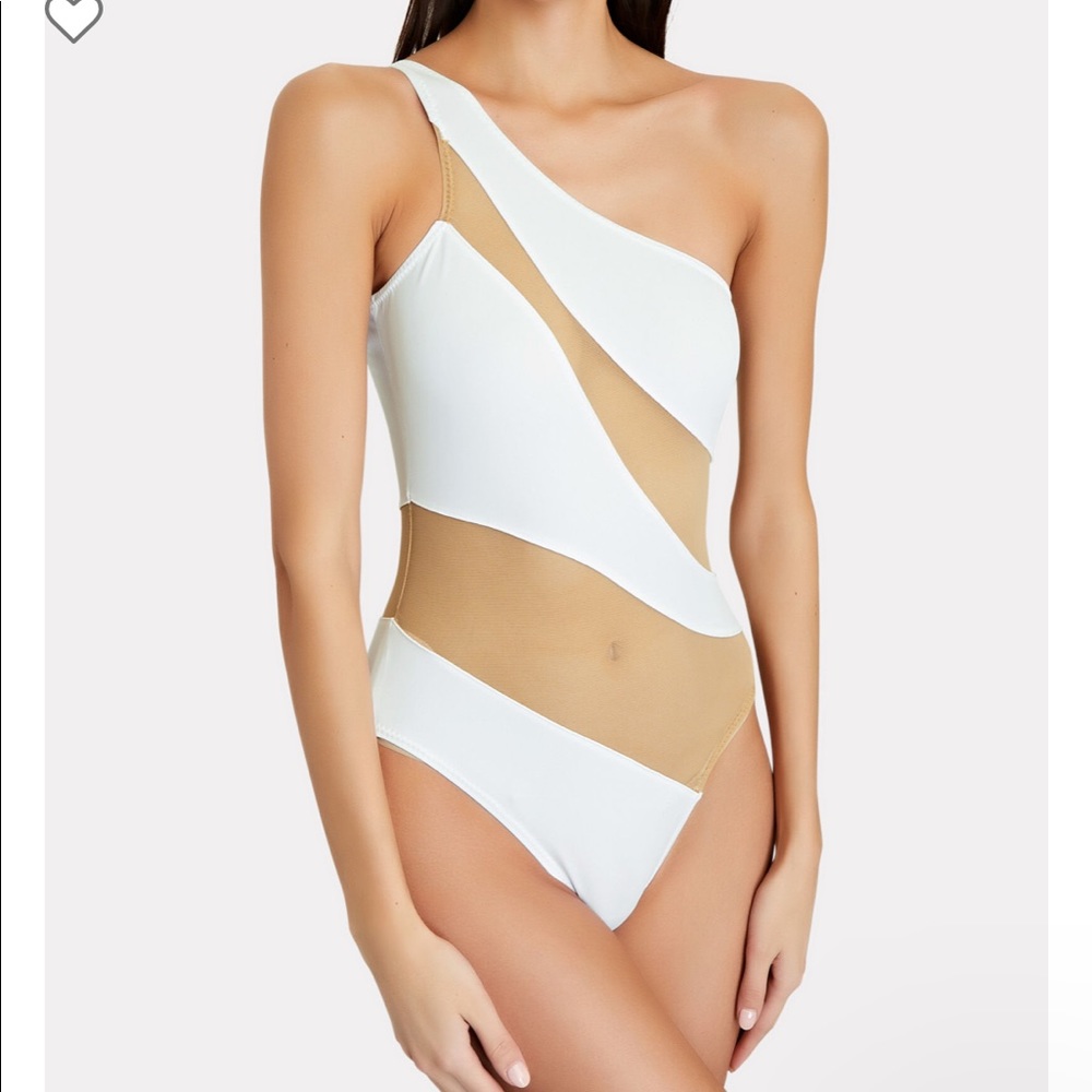 Snake Mesh Mio One Piece in White - Norma Kamali